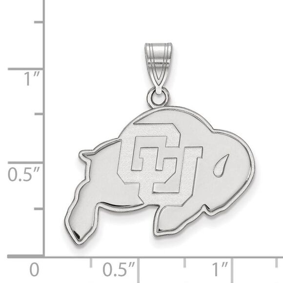 Sterling Silver U. of Colorado Large 'CU' Mascot Pendant